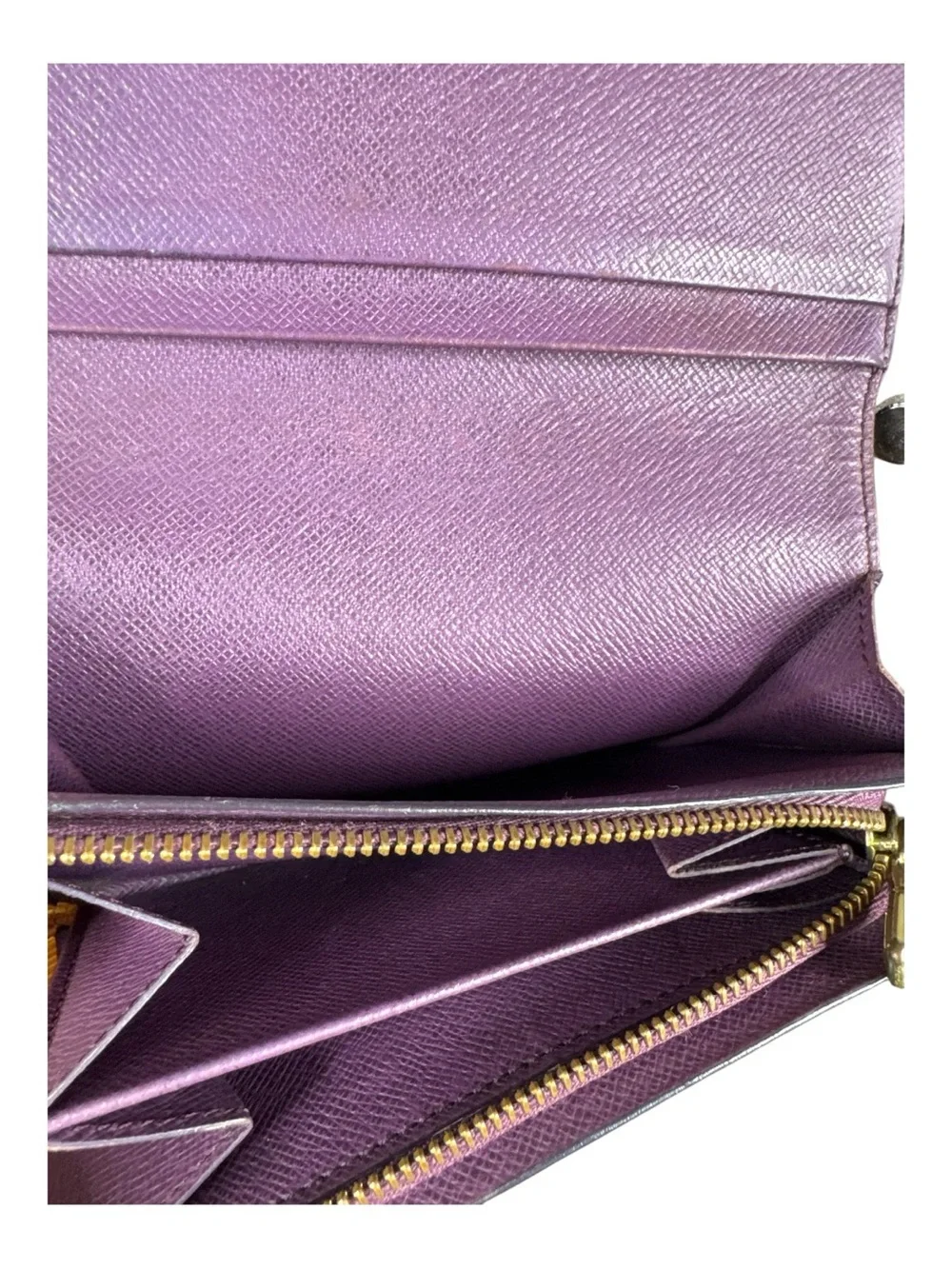LOUIS VUITTON Epi Leather Wallet in Classic Tassil Yellow w/Purple Interior